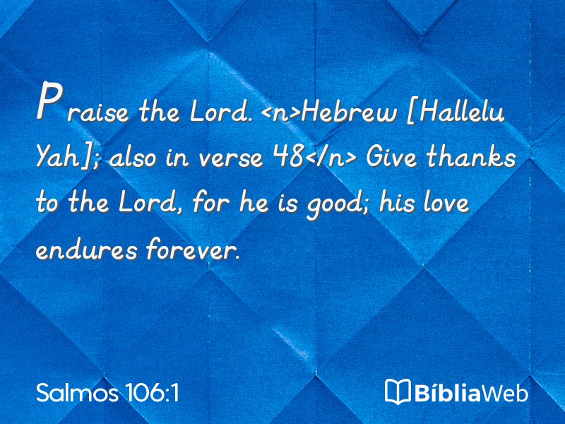 Salmos 106:1 em imagem para compartilhar