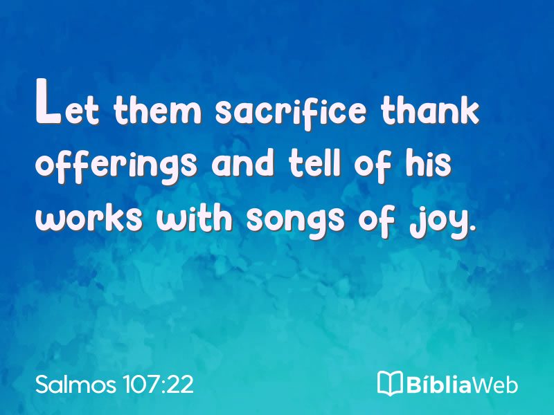 Salmos 107:22 em imagem para compartilhar