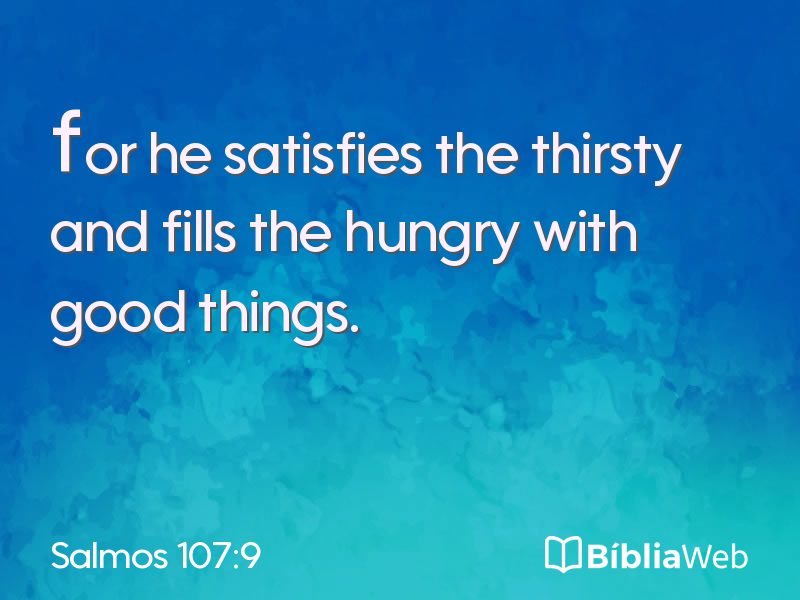 Salmos 107:9 em imagem para compartilhar