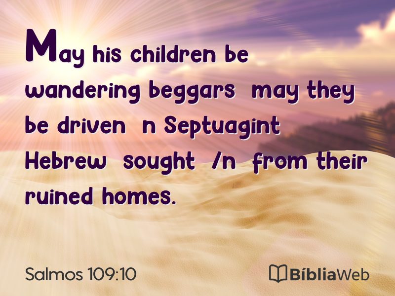 Salmos 109:10 em imagem para compartilhar