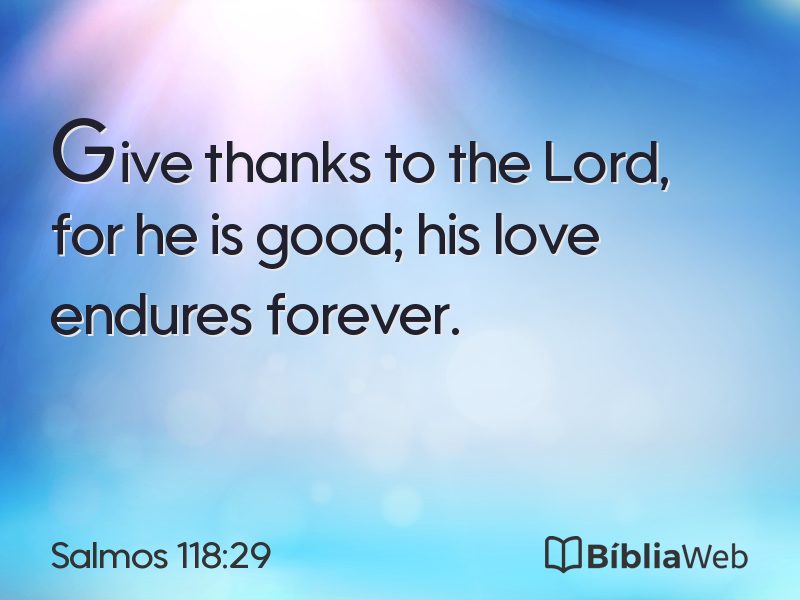Salmos 118:29 em imagem para compartilhar