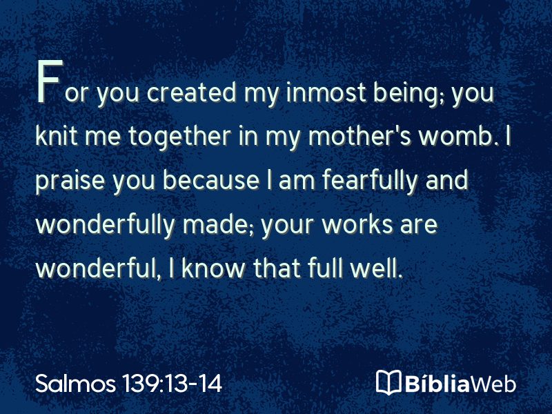 Salmos 139:13-14 em imagem para compartilhar