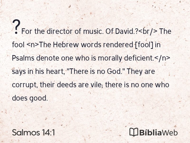 Salmos 14:1 em imagem para compartilhar