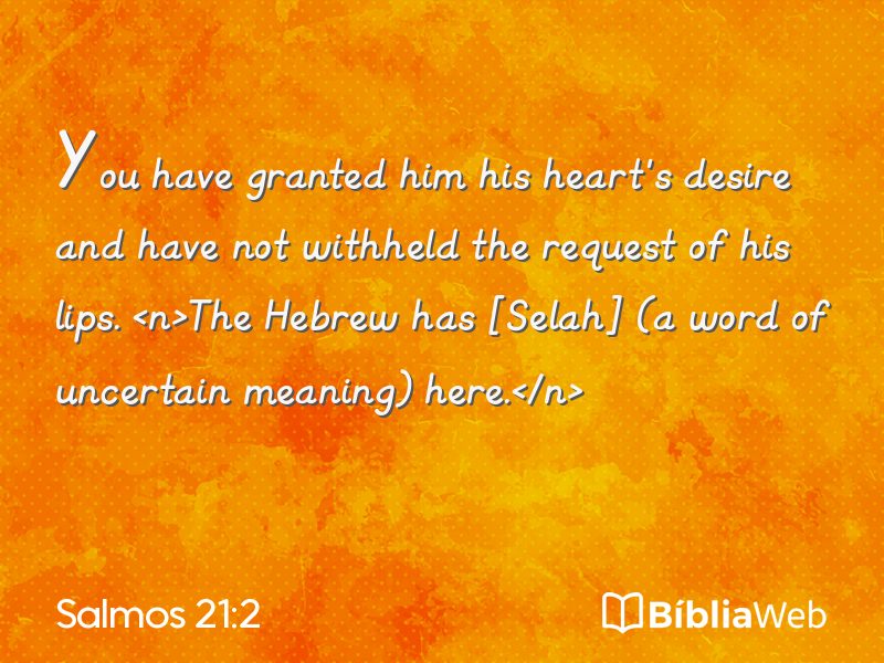 Salmos 21:2 em imagem para compartilhar