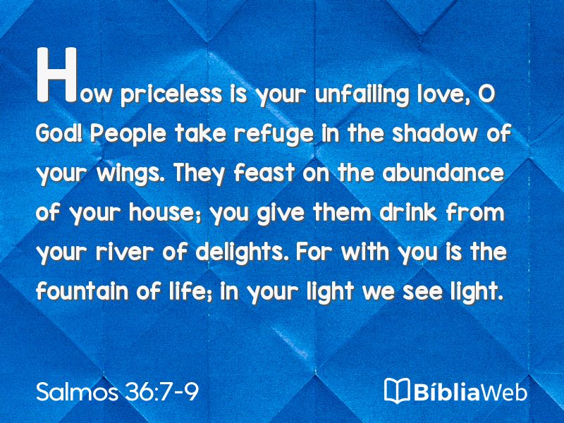 Salmos 36:7-9 em imagem para compartilhar
