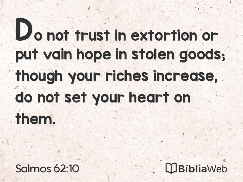 Salmos 62:10 em imagem para compartilhar
