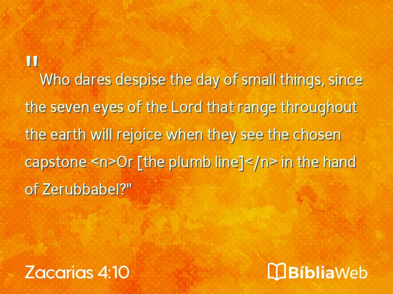 Zacarias 4:10 em imagem para compartilhar