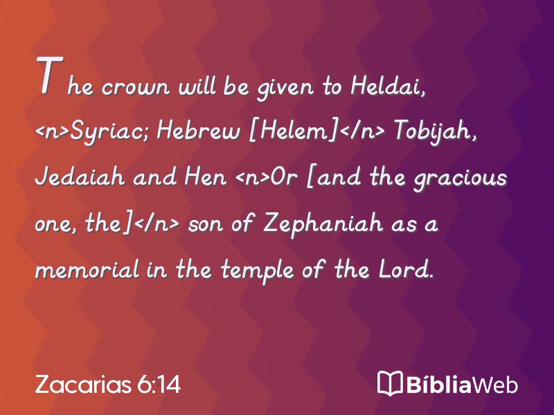 Zacarias 6:14 em imagem para compartilhar