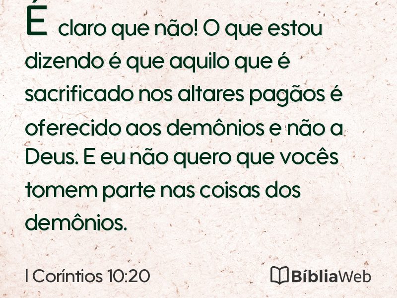 I Coríntios 10:20 em imagem para compartilhar