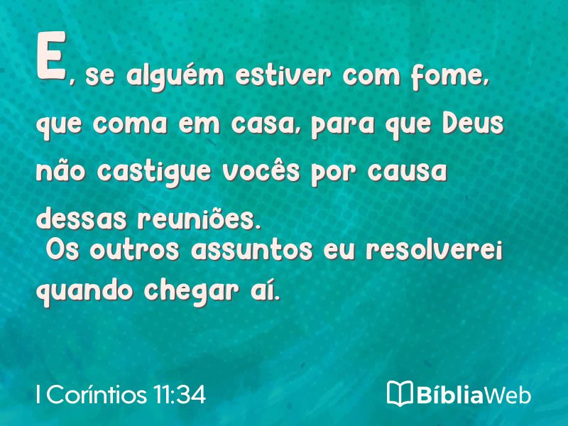 I Coríntios 11:34 em imagem para compartilhar