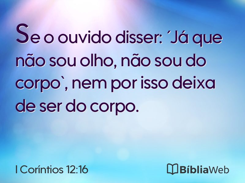 I Coríntios 12:16 em imagem para compartilhar