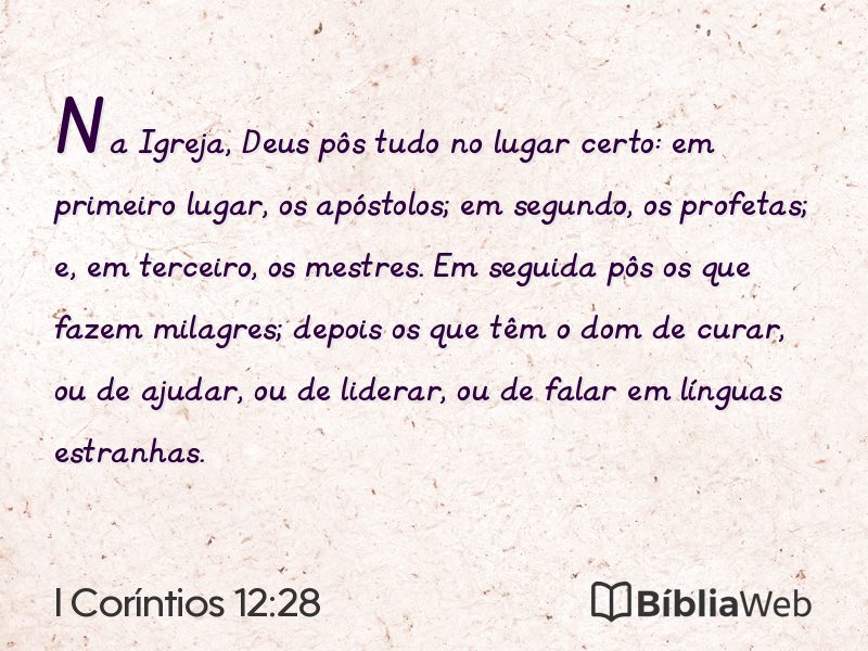 I Coríntios 12:28 em imagem para compartilhar