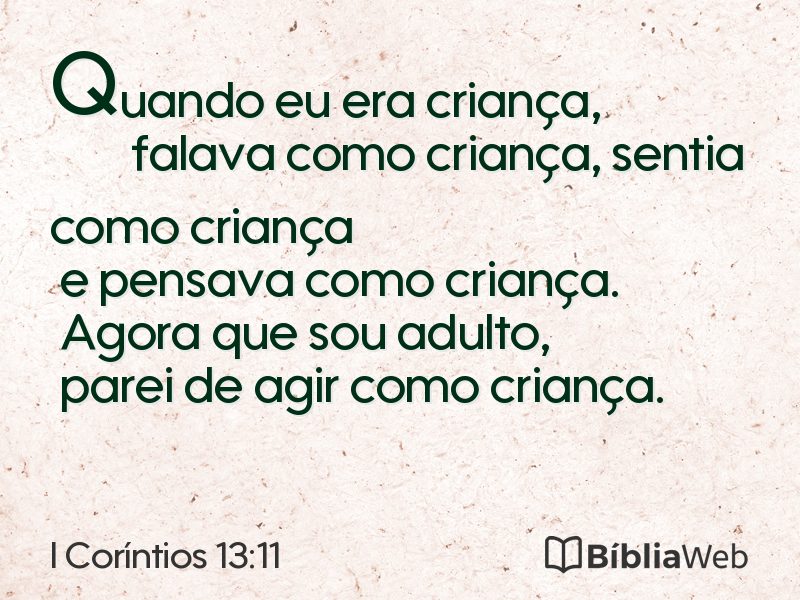 I Coríntios 13:11 em imagem para compartilhar