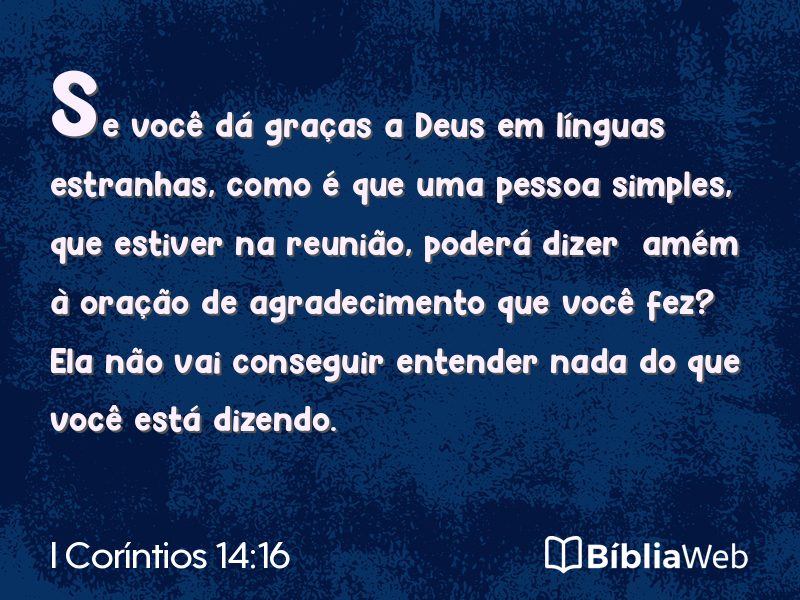 I Coríntios 14:16 em imagem para compartilhar