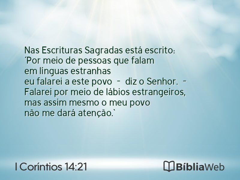 I Coríntios 14:21 em imagem para compartilhar