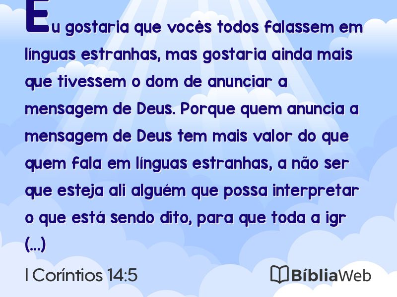 I Coríntios 14:5 em imagem para compartilhar