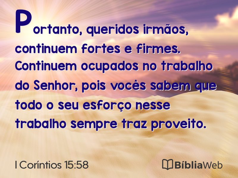 I Coríntios 15:58 em imagem para compartilhar
