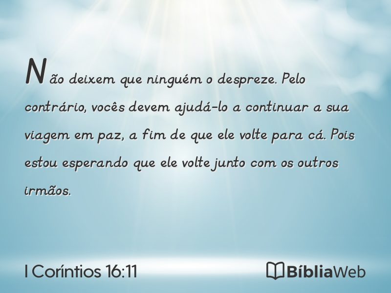 I Coríntios 16:11 em imagem para compartilhar