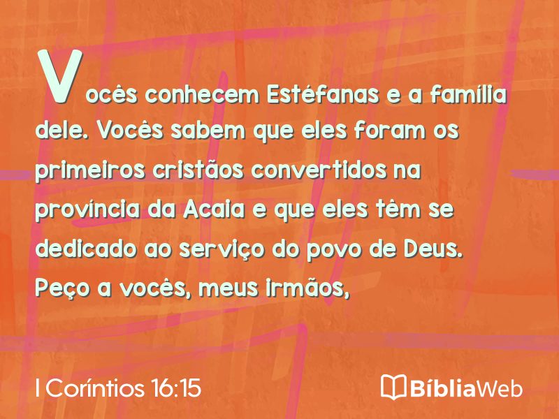 I Coríntios 16:15 em imagem para compartilhar