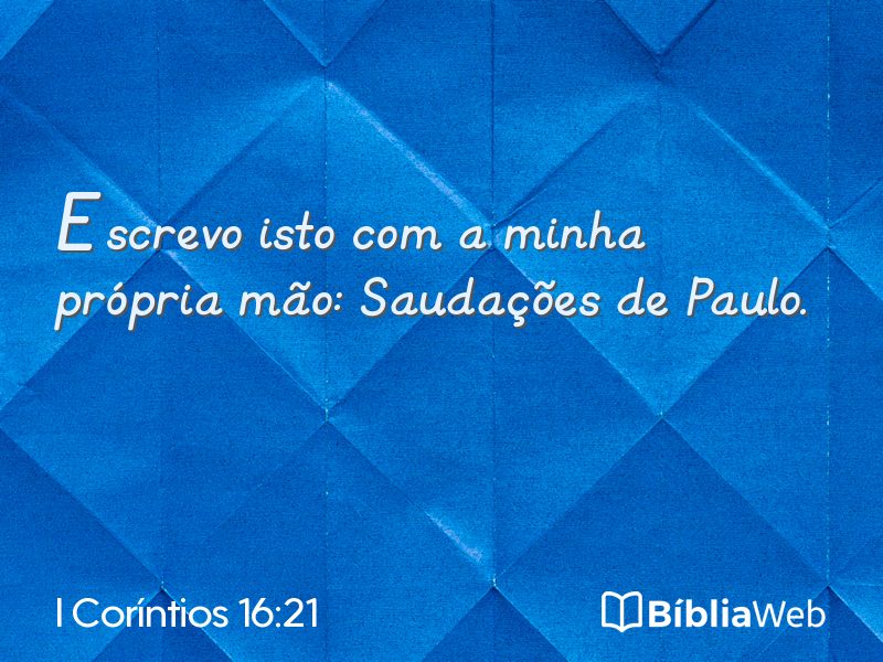 I Coríntios 16:21 em imagem para compartilhar