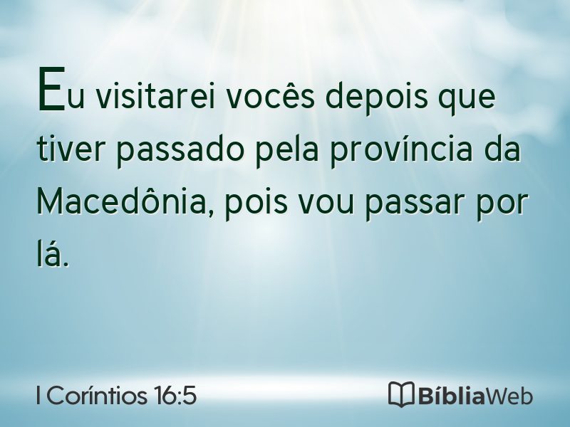 I Coríntios 16:5 em imagem para compartilhar