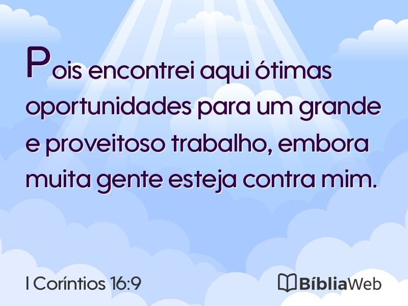 I Coríntios 16:9 em imagem para compartilhar