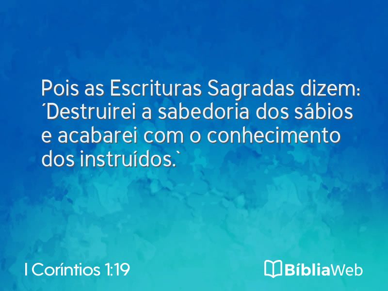 I Coríntios 1:19 em imagem para compartilhar