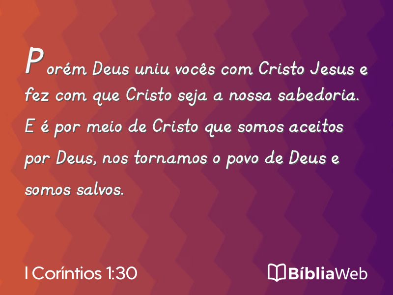 I Coríntios 1:30 em imagem para compartilhar