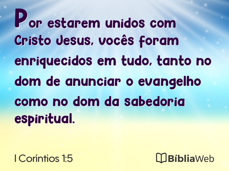 I Coríntios 1:5 em imagem para compartilhar