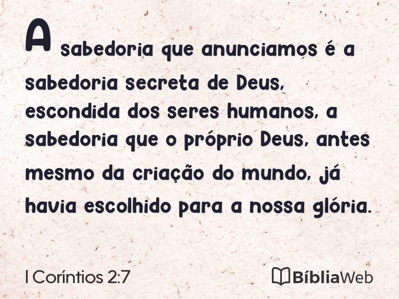 I Coríntios 2:7 em imagem para compartilhar