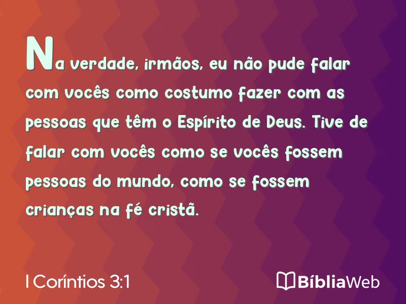 I Coríntios 3:1 em imagem para compartilhar
