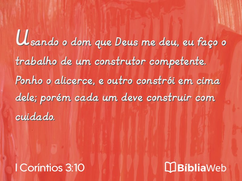 I Coríntios 3:10 em imagem para compartilhar