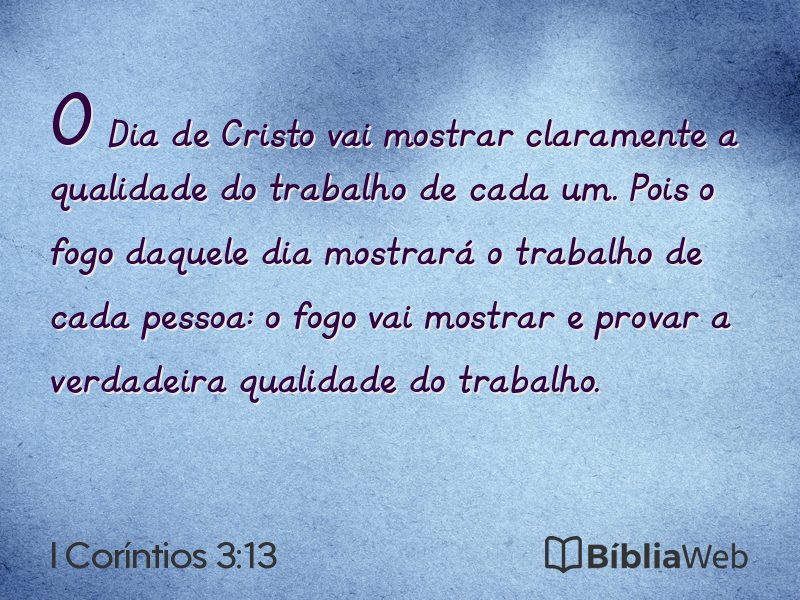 I Coríntios 3:13 em imagem para compartilhar