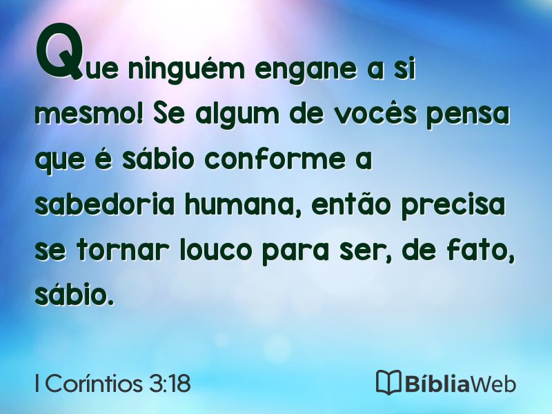 I Coríntios 3:18 em imagem para compartilhar