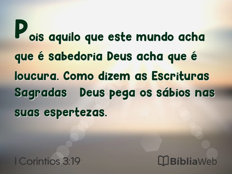 I Coríntios 3:19 em imagem para compartilhar