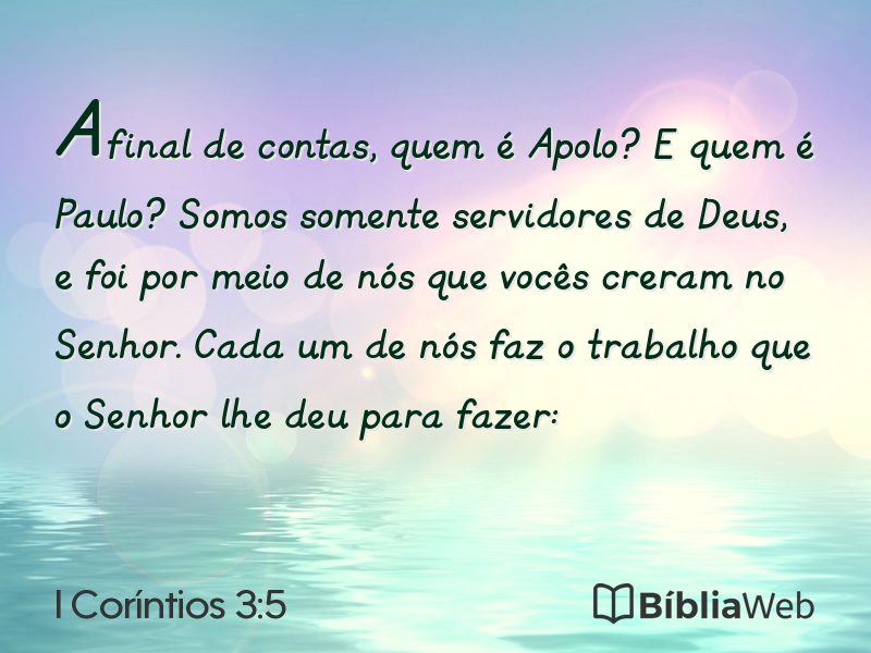 I Coríntios 3:5 em imagem para compartilhar