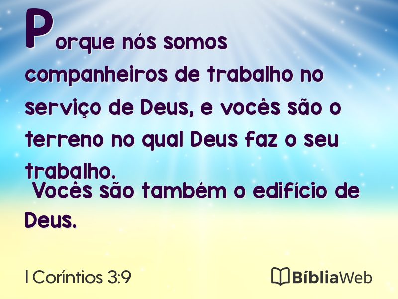 I Coríntios 3:9 em imagem para compartilhar