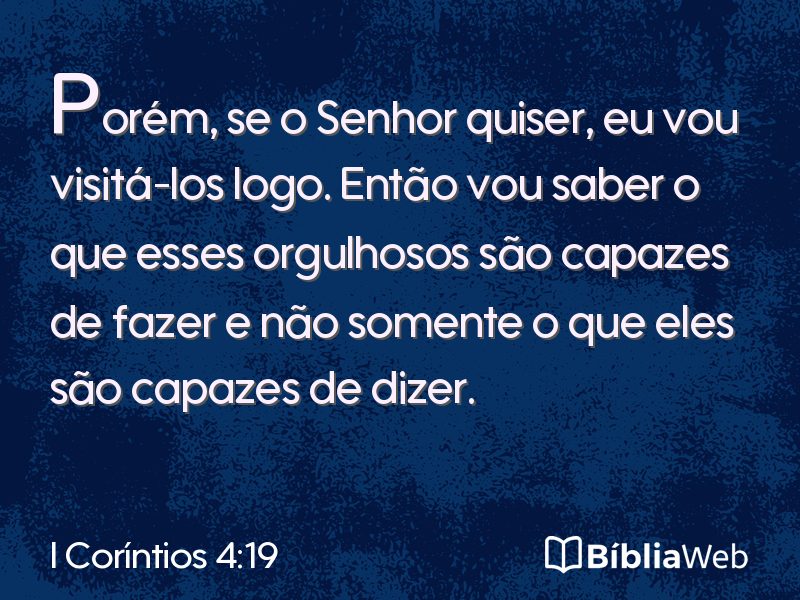 I Coríntios 4:19 em imagem para compartilhar