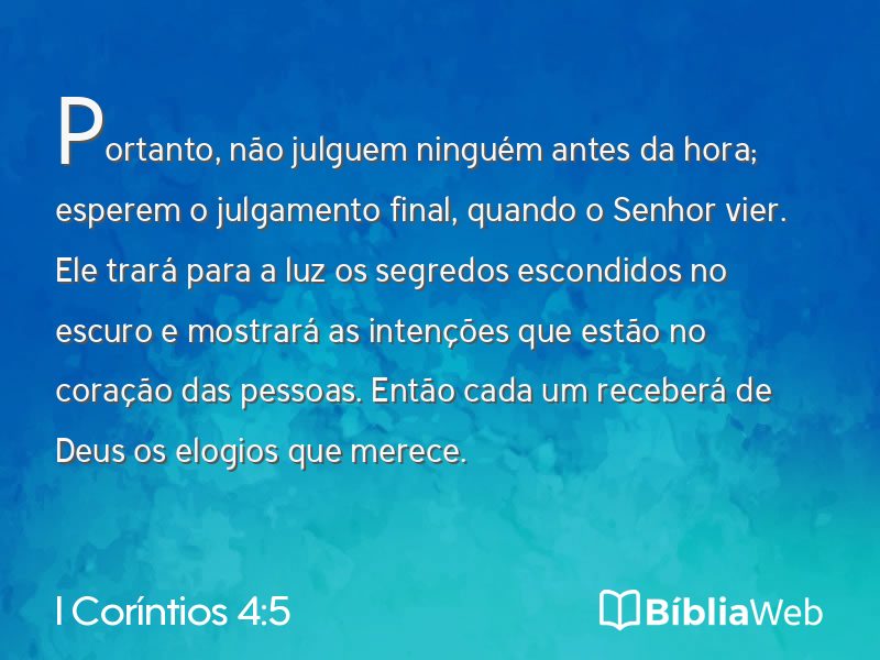 I Coríntios 4:5 em imagem para compartilhar
