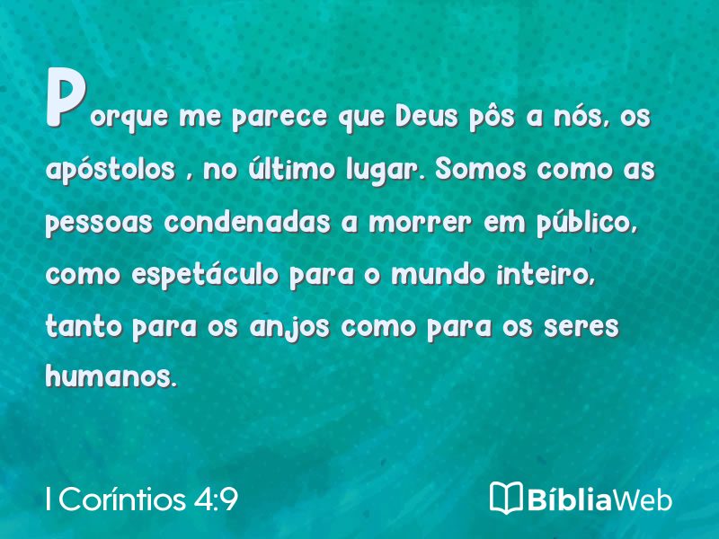 I Coríntios 4:9 em imagem para compartilhar