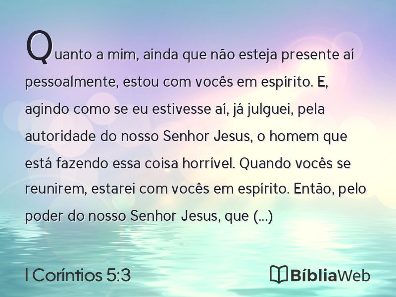 I Coríntios 5:3 em imagem para compartilhar