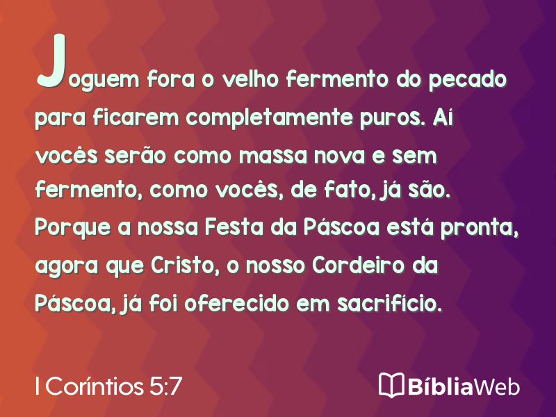 I Coríntios 5:7 em imagem para compartilhar