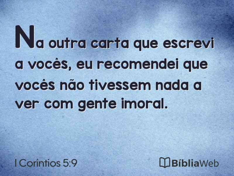 I Coríntios 5:9 em imagem para compartilhar