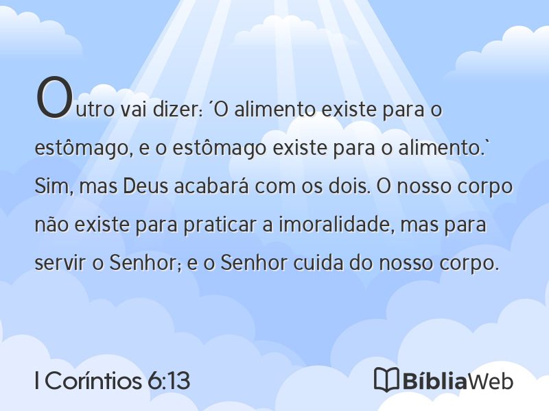 I Coríntios 6:13 em imagem para compartilhar