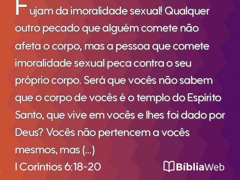 I Coríntios 6:18-20 em imagem para compartilhar