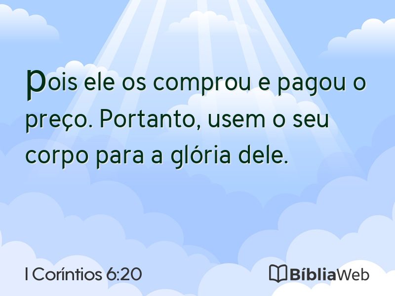 I Coríntios 6:20 em imagem para compartilhar