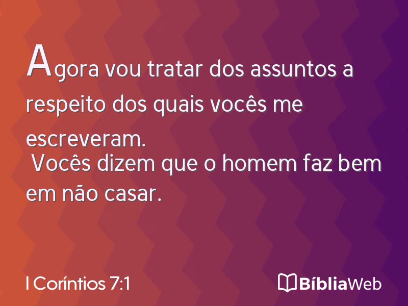 I Coríntios 7:1 em imagem para compartilhar