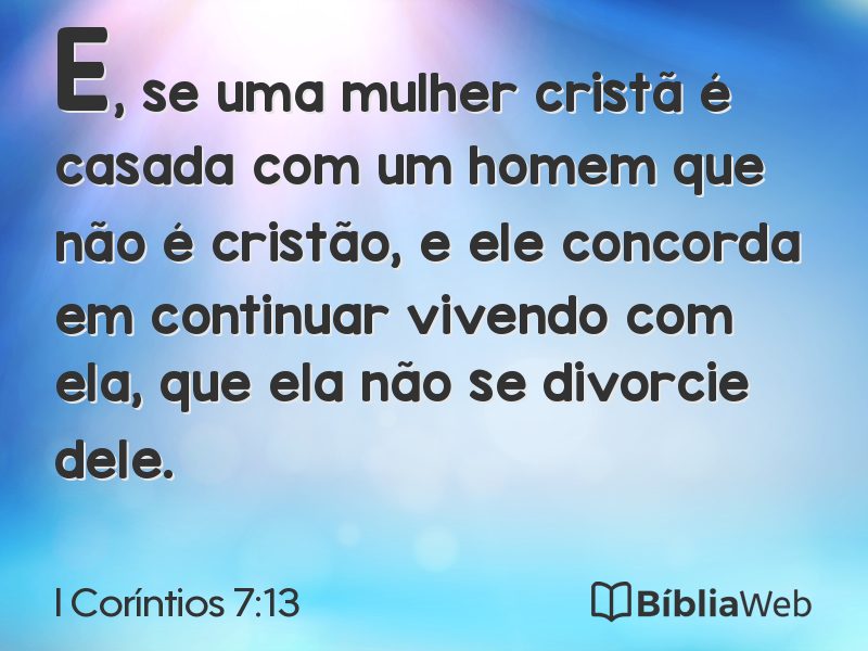 I Coríntios 7:13 em imagem para compartilhar