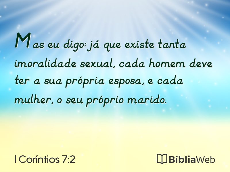 I Coríntios 7:2 em imagem para compartilhar