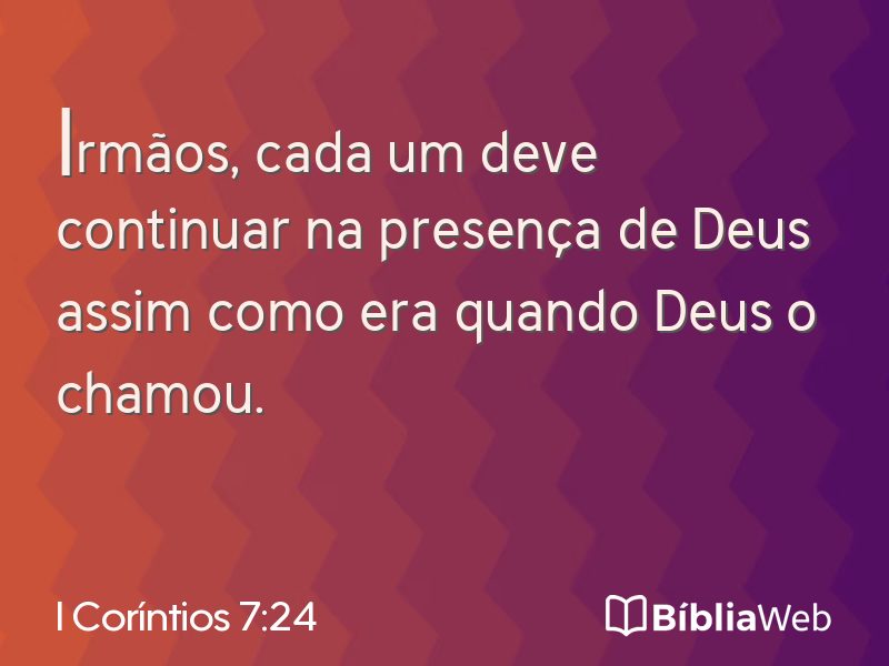 I Coríntios 7:24 em imagem para compartilhar
